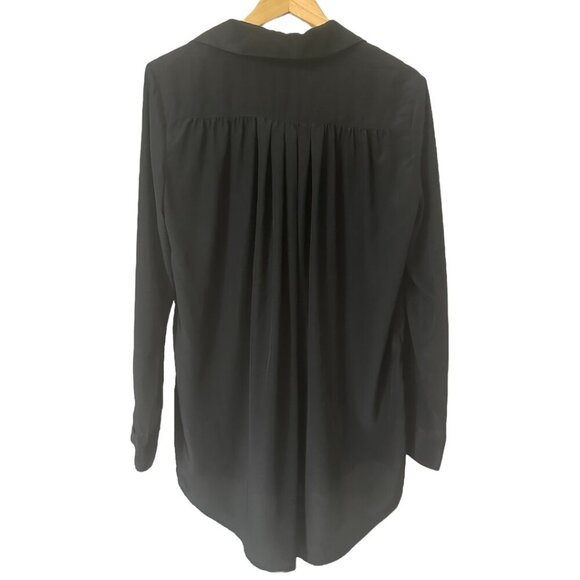 The Row Black Silk Button Down Shirt Size M Pleated Back Long Sleeves Semi-Sheer - Picture 2 of 8